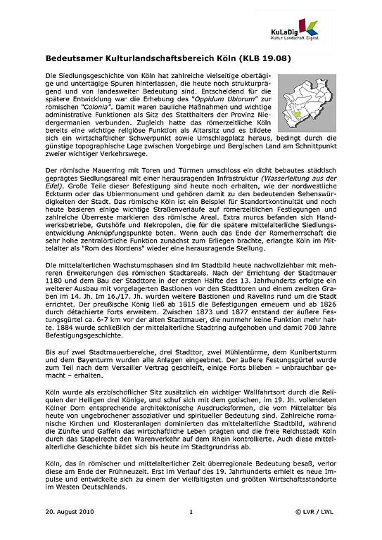 PDF-Datei Bedeutsamer Kulturlandschaftsbereich "Köln" (2010)