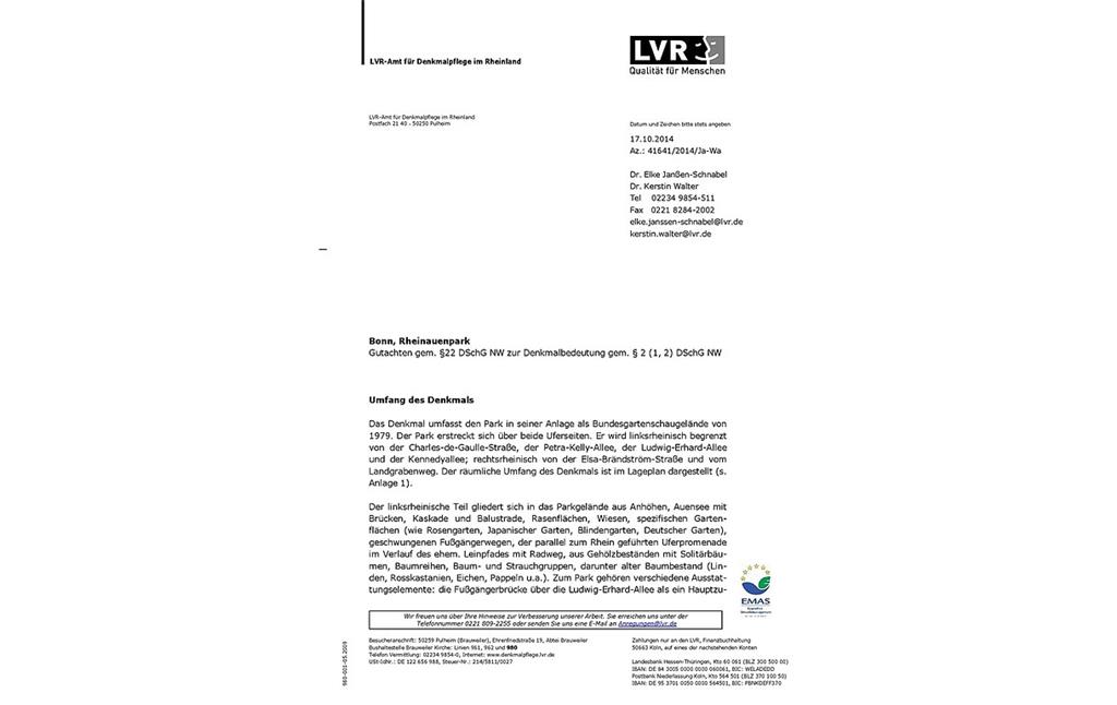 Gutachten zur Denkmalbedeutung des Bonner Rheinauenparks des LVR-Amtes für Denkmalpflege im Rheinland vom Oktober 2014 (PDF-Datei 202 kB)