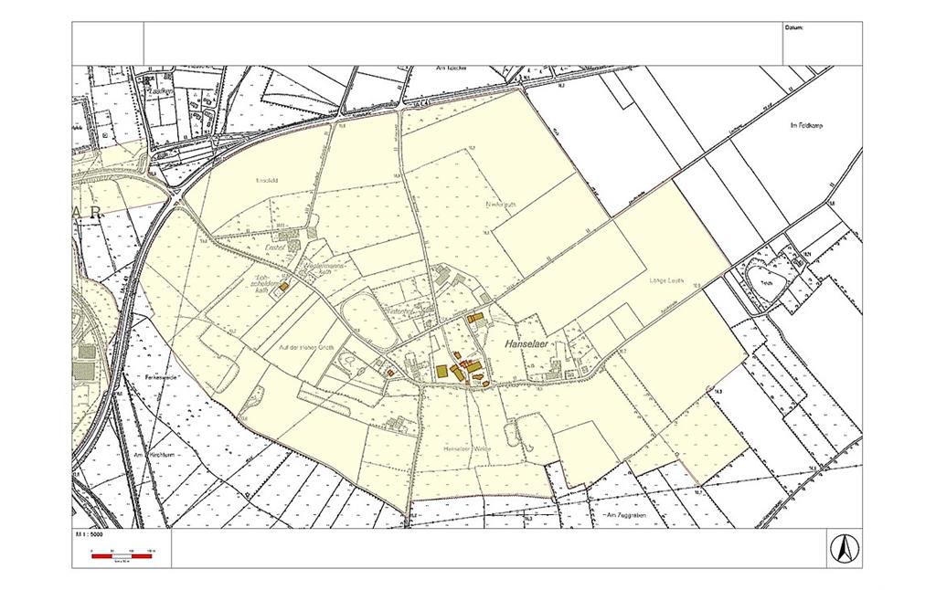 Denkmalbereich Kirchort Hanselaer; Karte und Satzung