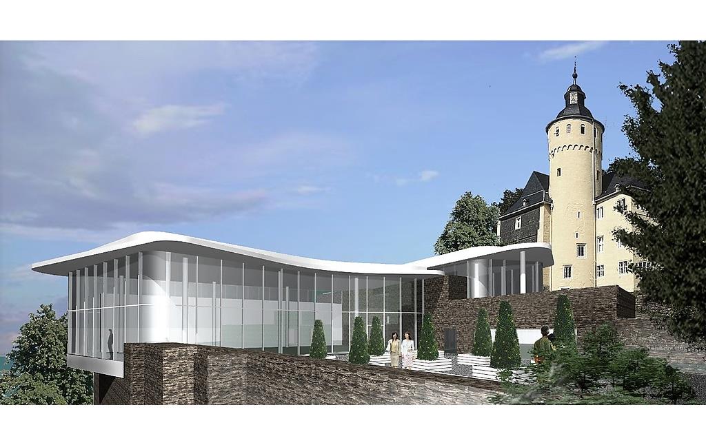 Entwurf des ab 2014 in dieser Form existierenden neuen Museums und Forums Schloss Homburg (2010).